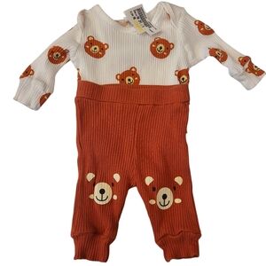 Shein Onesie Matched‎ Set Teddy Bears Size  0-1 Month